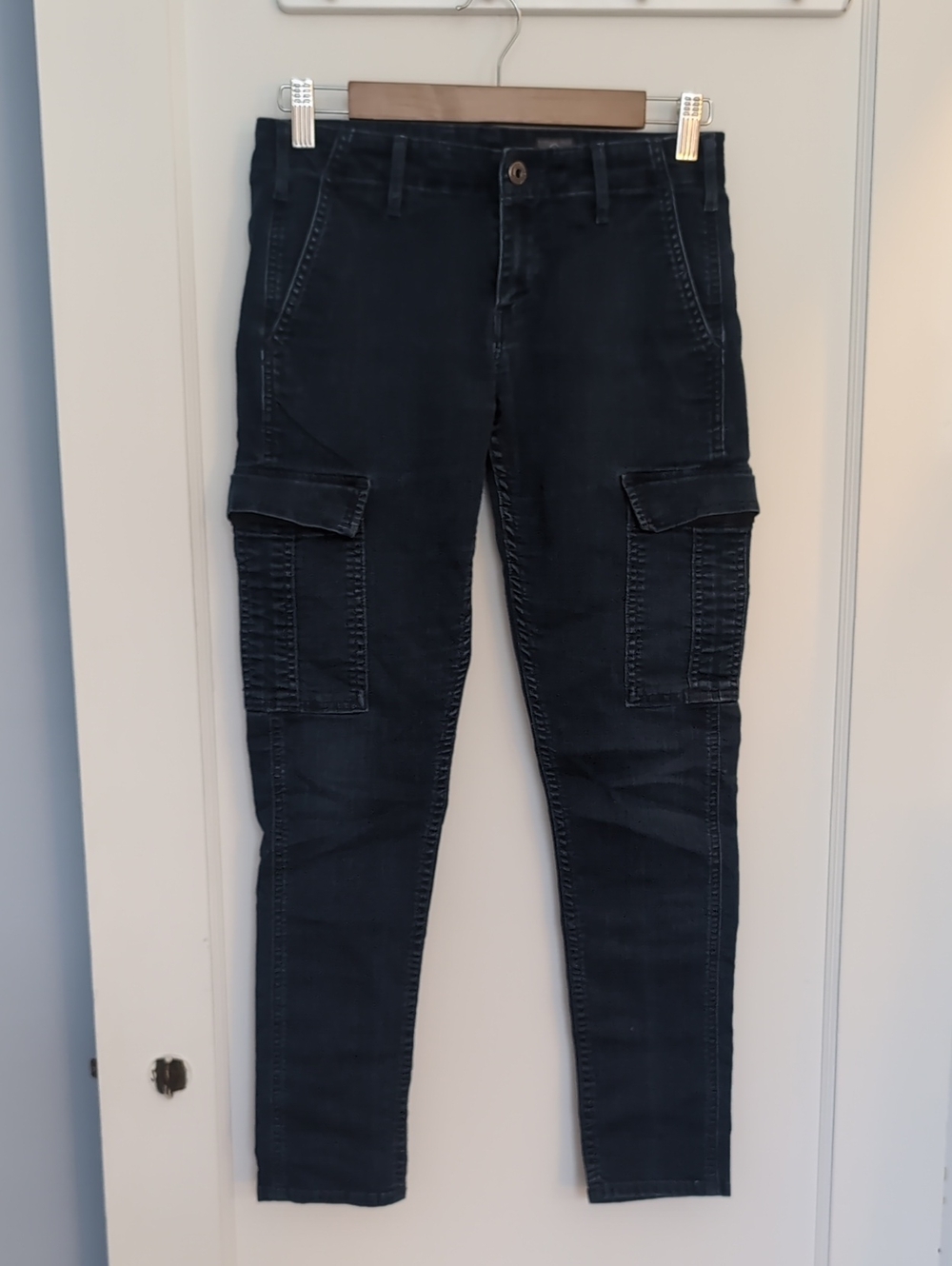 AG Adriano Goldschmied Women's Skinny Cargo Jeans in Dark Navy